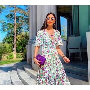 Zara Tiered Cutout Floral Maxi Dress